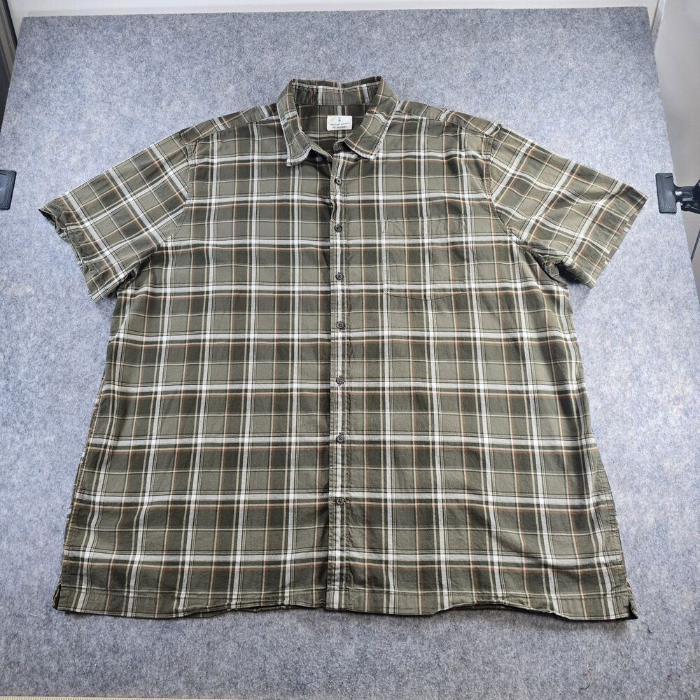 Men's Mutual Weave 3XLT Brown Plaid Short Sleeve Button Up Shirt Casual Western